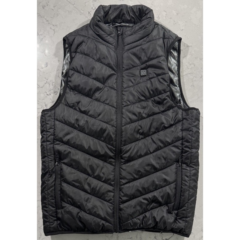 Unbranded Heated USB Puffer Vest Mens Medium Black Full Zip Body Warmer
